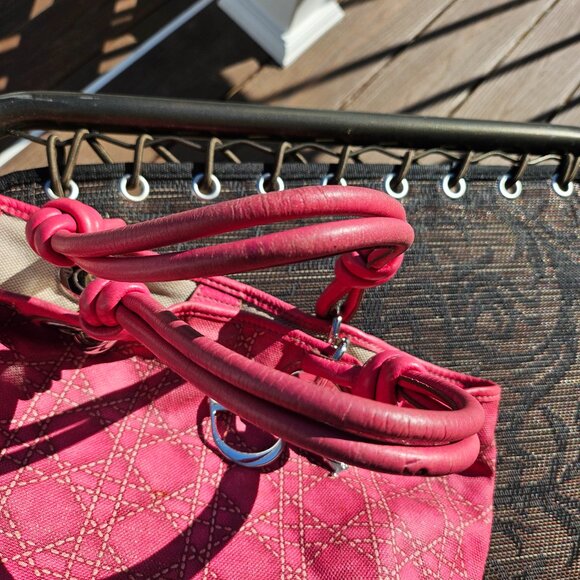 CHRISTIAN DIOR Coated Canvas Cannage Print Cherie Small Tote Pink - Picture 12 of 17